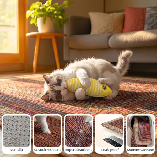Washable Pee Pads for Dogs 24"x72" 2 Pack Reusable Puppy Potty Pad | Super Absorbent Waterproof NonSlip LeakProof Crate&Playpen Floor Mat for Cats, Rabbits, Guinea Pigs, Whelping & Housebreaking - color: Sisal Bohemian Print, size: 24" ×72"(pack of 2)