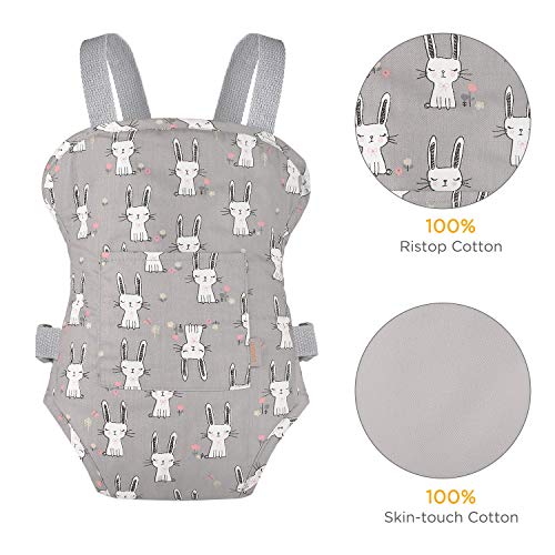 GAGAKU Baby Doll Carrier for Little Girls, Reborn Doll Accessories for Toddlers 3+, Kids Toy Baby Dolls Sling Carrier - Gray - Rabbit - color: 2_gray_rabbit