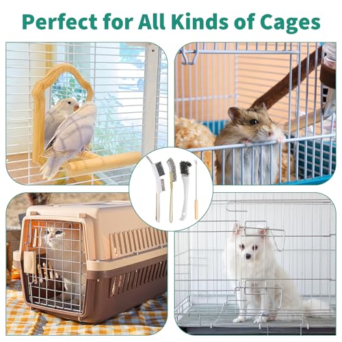 Bird Cage Accessories Bird Poop Remover Brush, Bird Cage Cleaner Brush for Poop Off Bird Poop Remover, Parrot Cage Cleaning Brush Tools for Parakeet Small Animal Cage and Bird Cage Perch Cleaner 4Pcs