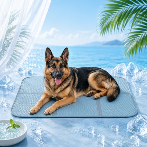 Large Dog Cooling Mat,36x24 in Twice The Ice Sensation | Newly upgraded weaving structure，Polymer ice sensitive material，The ice sensation is twice as strong - size: 36x24 in