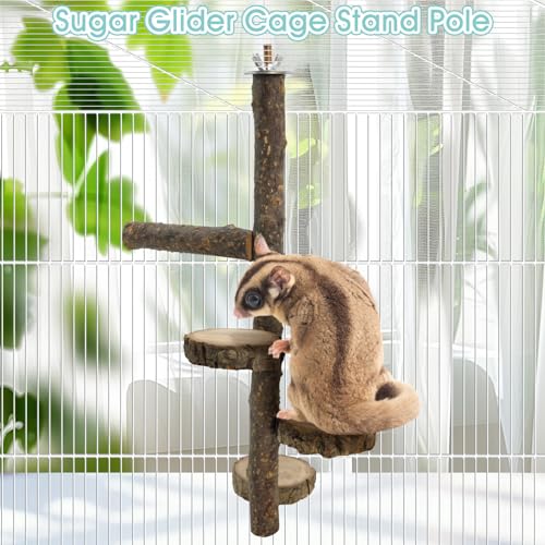BNOSDM Sugar Glider Toy Natural Fruitwood Round Perch Stand Squirrel Hanging Wooden Climbing Pole Hamster Paw Grinding Perch Small Animal Cage Accessories for Chinchillas Rats Gerbil - color: Applewood - Climbing Platform