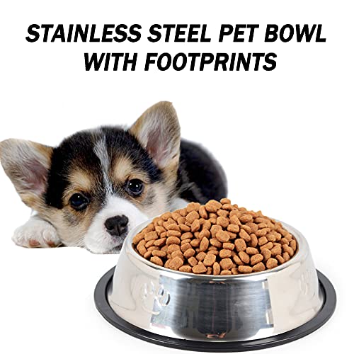 Hamiledyi Stainless Steel Dog Cat Bowl with Rubber Base 4 Pack Pet Feeder and Water Bowls Stackable Non-Slip Puppy Dishes for Small Medium Animals Kitten Rabbit - size: Medium