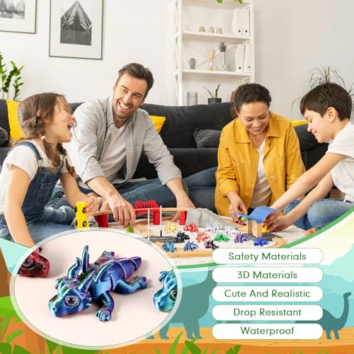 Honoson 12 Pcs 3D Printed Animals 5-7cm, Dragon | Articulated Fidget Animals, Flexible 3D Printed Figures for Stress Relief, Cute Mini Joints for Party Favors and Display - size: 5-7cm, style: Chinese Dragon