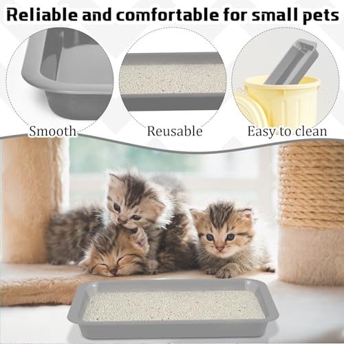 Tessco for you 8 Pcs Kitten Litter Box 11 x 8.5 X1.2 Inch Plastic Portable Small Litter Pan Low Entry Waterproof Bunny Cat Shallow Tray Travel Toilet for Kitty Guinea Pig Rabbit Small Pet(Gray) - color: Gray