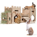 HIIMALEX Extra Large Wooden Bunny Castle House Multistory Climbing Tower Hideout Ventilated Sturdy Habitat for Rabbit Guinea Pig Chinchilla Ferret