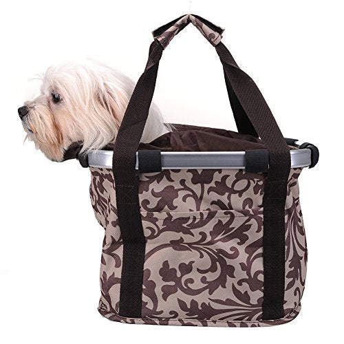 Pet Dog Bike Basket & Carrier Bag- Foldable Detachable Pet Travel Bicycle Basket - Small Animal Dog Cat Rabbit Bike Ride Basket Carrier (Coffee) - color: Coffee