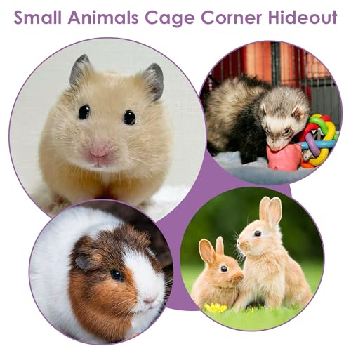Guinea Pig Corner Hideout, Triangular Small Animal Hideaway Hammock, Soft Cage Bed Accessories for Ferret, Hamster, Hedgehog, Chinchilla, Bunny (Purple) - color: Purple