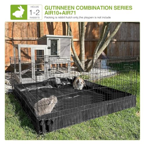 GUTINNEEN Rabbit Hutch Indoor Rabbit Cage with Wire Mesh Floor and Wheels Outdoor Bunny House 2 Story Guinea Pig Cage with Leakproof Asphalt Roof (Higher Version)