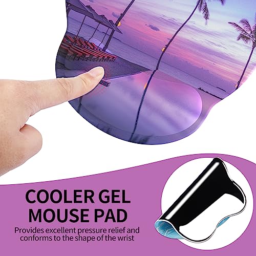 Mouse Pad with Wrist Rest, Comfortable Computer Mousepad with Gel Wrist Support Smooth Surface and Non-Slip PU Base for Pain Relief, Laptop, Office & Home (Mauve Twilight) - color: 04Mauve Twilight