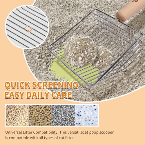 Cat Litter Scoop Metal Litter Scooper with Holder Cat Litter Scooper Kitty Litter Scoop Cat Poop Scooper Poop Scooper for Cat Litter Litter Box Scooper Metal