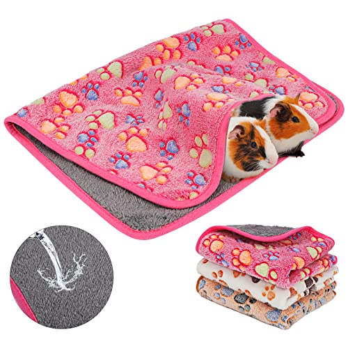 YUEPET 6Pcs Waterproof Guinea Pig Blankets Washable Small Animal Fleece Cage Liners Pet Soft Sleep Mat Pad Cover Warm Flannel Throw for Hamster Guinea Pig Rabbit Chinchilla Hedgehog Ferret