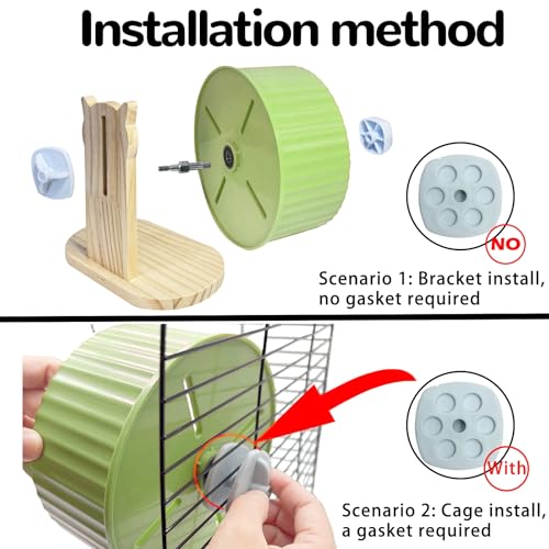 6.7in Silent Hamster Exercise Wheel Hamster Toy Cage Accessories with Adjustable Stand for Juvenile Gerbils Dwarf Hamsters (Green) - color: Green
