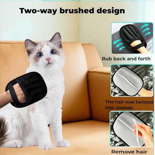 Electrostatic Pet Hair Removal Glove Magic Brush for Dogs & Cats | 5-Finger Electrostatic Pet Hair Remover Glove, Magic Brush for Dog Cat Hair Removal on Couch, Car Seat, Clothing - color: 1Black