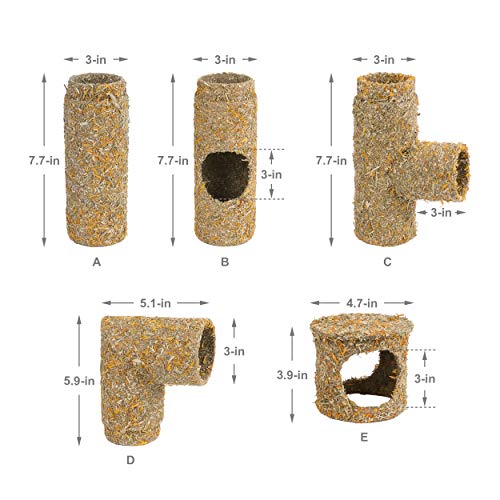 Niteangel Creative & Composable Hamster Tunnel - DIY & Build Unique Tube Burrow as Hideout for Small Sized Animals Like Hamsters Mouse Gerbils Mice (Tunnel W/Hole) - size: Tunnel W/ Hole