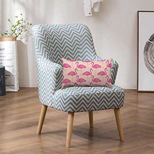 HOSNYE Flamingos Throw Pillow Cover Pink Flamingos Seamless Pattern Linen Fabric for Couch Bed Sofa Car Waist Cushion Cover 12 x 20 inch Pillow Case - color: Throwpillowcoversa107, size: 20" x 12" (Pack of 1)