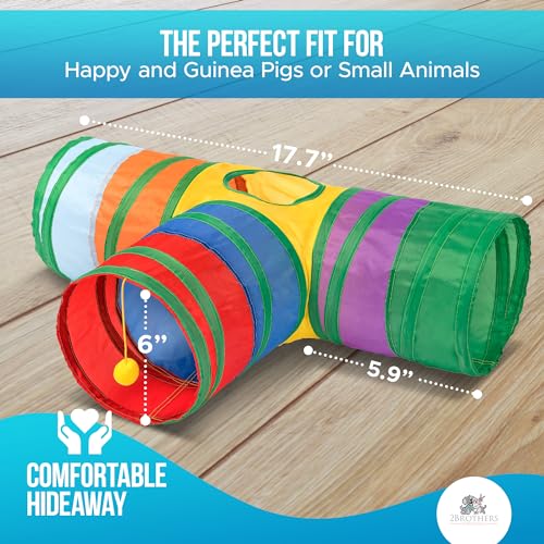 Tunnels with 3-Way Entrance - Cozy, Washable Guinea Pig Hideout - Interactive Cage Toys (Multicolor) - color: Multicolor