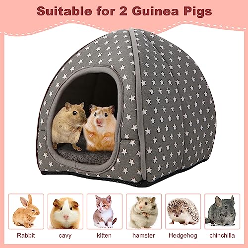 Cozy Guinea Pig Hideout Bed Soft Fleece Material Removable Cushion Washable and Dryer Friendly Perfect Cage Accessories for Rabbits Hamsters Hedgehogs - color: Grey