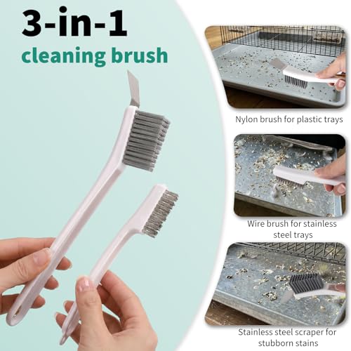 Bird Cage Accessories Bird Poop Remover Brush, Bird Cage Cleaner Brush for Poop Off Bird Poop Remover, Parrot Cage Cleaning Brush Tools for Parakeet Small Animal Cage and Bird Cage Perch Cleaner 4Pcs