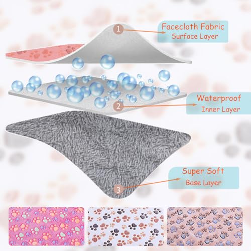 Waterproof Guinea Pig Blankets Washable 3 Pack Small Animal Fleece Cage Liners Pet Soft Sleep Mat Pad Cover Warm Flannel Throw for Hamster Guinea Pig Rabbit Chinchilla Hedgehog Ferret 23"×16"