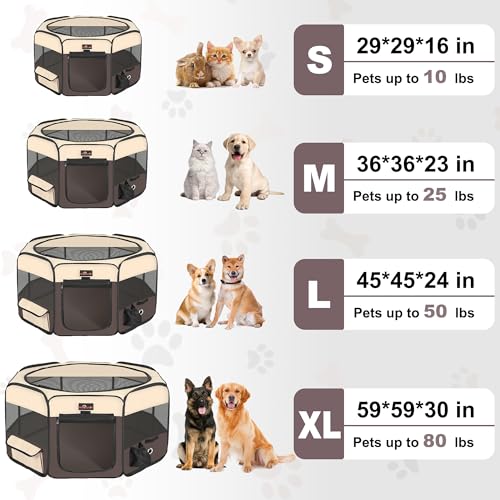 Aivituvin Dog Playpen Foldable Waterproof Pet Play Pens for Cat, Puppies, Rabbits, Chickens, Durable Portable Pet Tent for Travel Camping Indoor/Outdoor Brown XL - color: BROWN, size: XL