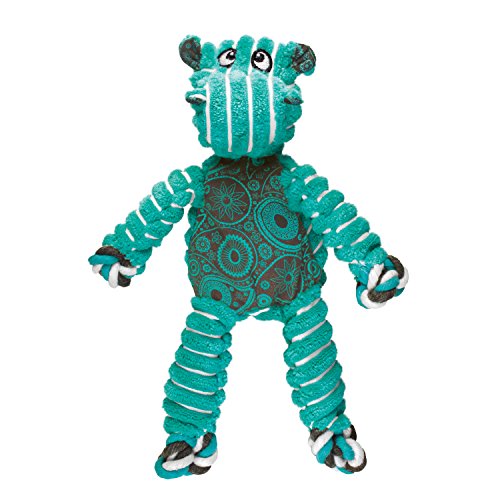 KONG Floppy Knots Rope and Plush Dog Toy, Hippo, Medium/Large | Knotted Rope & Plush Toy with Minimal Stuffing & a Squeaker, Great for Teething, Tugging & Lively Play - color: Hippo, size: Medium/Large
