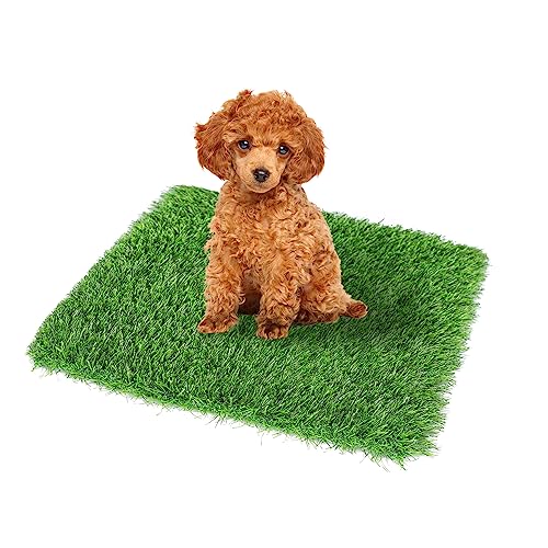 GLOBREEN Fake Grass Pad for Dogs Potty, 19" x 29" Pets Puppy Artificial Turf Pee Pads, Thick & High Drainage for Indoor Outdoor Use - size: 19x29 Inch