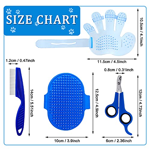 Patelai 4 Pieces Bunny Grooming Kit Rabbit Nail Clipper Rabbit Brush Hair Remover Shampoo Brush with Adjustable Ring Handle for Rabbits Guinea Pig Hamsters Puppy Kitten Hamster Ferret(Blue) - color: Blue