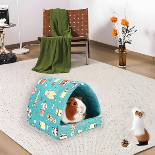 Guinea Pig Hideout Cozy Cotton Washable Tent for Small Animals | Hamster Bed, Portable House Cage Accessories Bunny Hedgehog Mouse Chinchillas Ferrets Bearded Dragons Rats (6.8"x7.4") - color: Blue