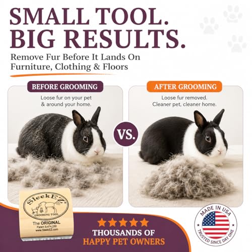 SleekEZ Cat Brush for Shedding - Deshedding Brush for Cats - Patented Grooming Tool for Removing Loose Fur, Undercoat & Hair - Made in USA - Works on Short, Medium & Long Coats - style: Cat Brush