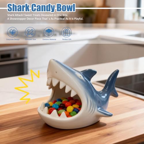 Shark Shaped Ceramic Bowl, Cute Ocean-Themed Storage Container, Versatile Organizer for Jewelry, Candy, Snacks