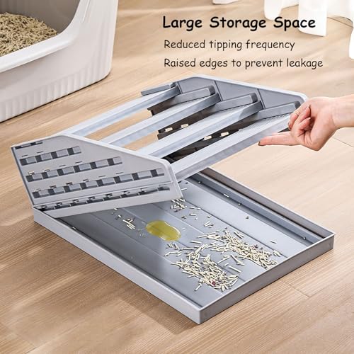 Litter Box Step Cat Ramp Litter Catcher for Cat Litter Boxes Height Adjustable Litter Mat for Small and Senior Cats Washable Water-Proof - Grey