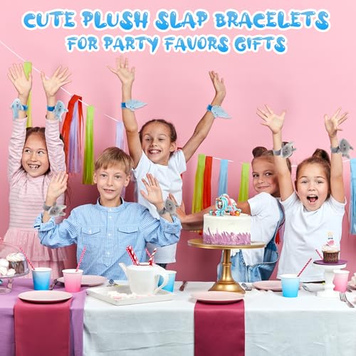 Lenwen 8 Pcs Plush Shark Slap Bracelets Stuffed Animals for Kids Cute Wrist Slap Bands Sea Animal Patting Wristband for Birthday Party Favors Boys Girls Gifts - style: Shark