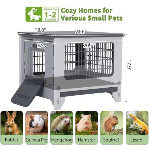 Plastic Rabbit Cage Outdoor Indoor, Bunny Cage Guinea Pig Cages Enclosure | Waterproof Rabbit Hutch Leak-Proof Pull-Out Tray&Chew-Proof, Easy-Clean & Ideal for Small Animal Cage Enclosure - size: 21.6" L x 18.8" W x 17.9" H