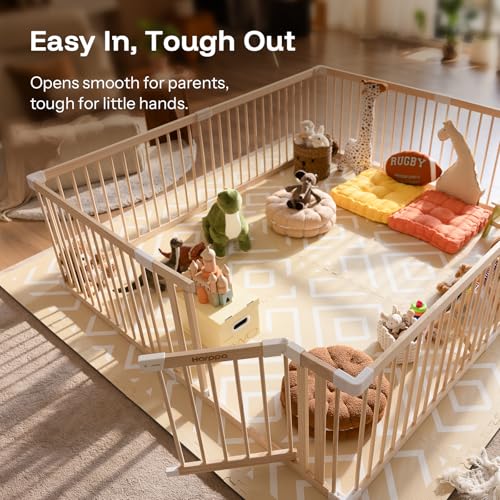 HARPPA Grovi Playpen, GREENGUARD Gold Certified – 71.5 x 79.5 inch | New Zealand Pine Wood - size: 71.5 x 79.5 x 24 Inch