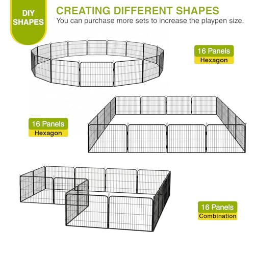BestPet Dog Playpen 24 Inch 16 Panels Heavy Duty Metal Pet Exercise Pen Indoor Outdoor Fence Panels Anti-Skid Expandable Design - style: 16 panels-without door