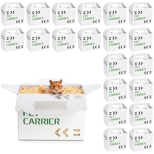 Coloch 20 Pack Cardboard Pet Carrier for Small Pets, 11x8x6 Inches Disposable Pet Transport Box for Small Pets, Chicks, Pullets, Fowls, Hamsters, Gerbils, Not for Adult Cats or Dogs