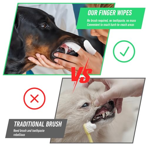 YUIANLB 20 Pcs Pet Dental Care Kit Finger Toothbrush Oral Cleaning Wipes Soft Washable Fabric Freshens Breath Reduces Plaque Tartar Complete Oral Hygiene Set for Puppies Kittens at Home