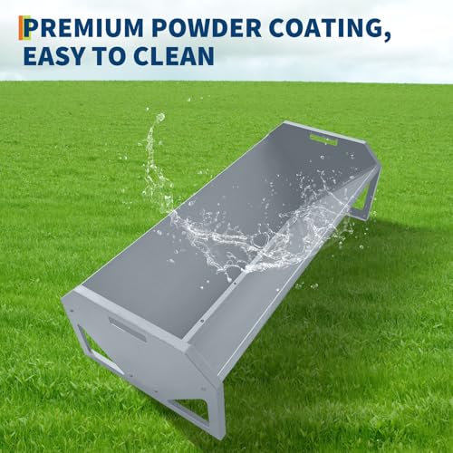 22 Gallon Capacity Livestock Feeder, 45" Hay Feeder for 10 Sheep Once, Heavy Duty Steel Livestock Feeding Trough for Horse, Goat, Sheep, Cattle, Cow, Alpaca, Silver | Heavy Duty Steel Livestock Feeding Trough for Horse, Goat, Sheep, Cattle, Cow, Alpaca, S