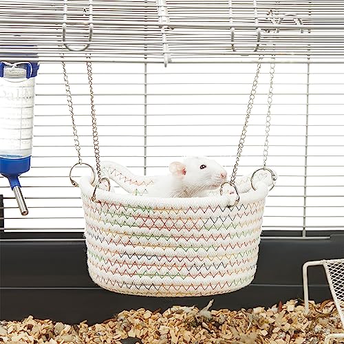 JWShang Rat Hanging Basket Bed for Cage - Chew Proof Small Animal Hammock with Sturdy Chains, Durable Rat Sleeping Nest for Mice Guinea Pig Chinchilla Sugar Glider Ferret (L) - size: X-Large