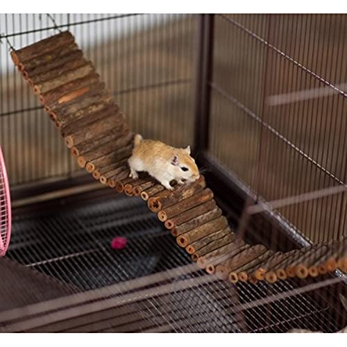 Flex Bridge (Small) - Bendable Natural Wooden Suspension Bridge Cage Accessory Climbing Toy - Sugar Gliders, Rats, Chinchillas, Ferrets, Parrots, Birds, Hamsters, Hedgehogs, Guinea Pigs, Monkeys - size: Small