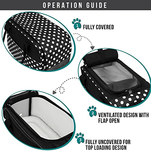 PetAmi Dog Purse Carrier for Small Dogs Cats, TSA Airline Approved Soft-Sided Pet Carrier with Pockets, Ventilated Travel Tote Bag with Bed & Shoulder Strap, Puppy Kitten, Max 12 lbs, Polka Dot Black - color: Polka Dot Black