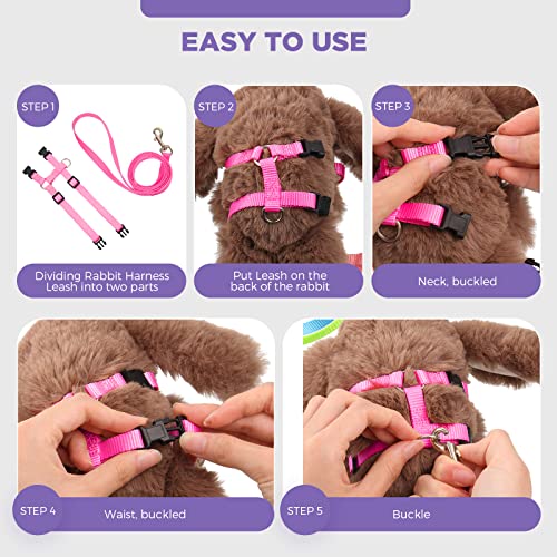 Outus 5 Pieces Adjustable Rabbit Harness and Leash Set Escape Proof Bunny Harness Vest for Pet Running Walk Jogging Bunny Cat Puppy Kitten Ferret and Other Small Pet(Lovely Color) - color: Lovely Color