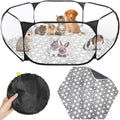 Hamster Playpen with Mat Small Animal Cage Tent Breathable Transparent Guinea Pig Playpen Waterproof Portable Yard Fence Mat Foldable Exercise Playpen Outdoor Indoor (Black,Star) - color: Black
