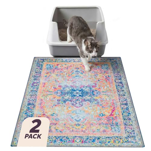 Lovewag Cat Litter Mat, Litter Box Mat, Marmalade Sunshine, 16x24, 2 Pack | Washable litter mat cover, kitty litter mat & cat mat for litter box, litter trapping mat, prevents tracking, multi-cat - color: Marmalade Sunshine, size: 16x24 inches (Pack of 2)