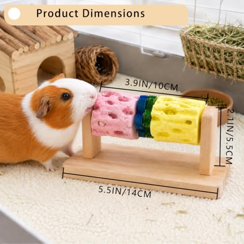 Guinea Pig Chew Toys for Teeth, Natural Grinding Stone Toy | Adds Calcium to Diet, Rotating Wood Rat Chewing Treat Toys for Syrian & Dwarf Hamsters, Rats, Guinea Pig, Chinchillas