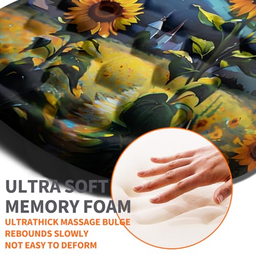 Ergonomic Joint Wrist Support Mouse Pad with Memory Foam Cushion Massage Bump, Carpal Tunnel Pain Relief Mousepad Slope Design for Wrist Rest, 11.8x7.9 in, Sunflower - color: Sunflower