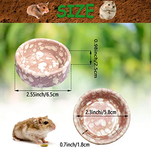 kathson 2 Pcs Hamster Food Bowl Guinea Pig Ceramic Water Bowl Small Animal Feeding Dish for Dwarf Hamster Gerbil Syrian Ferret Hedgehog Chinchilla Bunny (Pink)… - color: Pink, size: 2Pcs:S