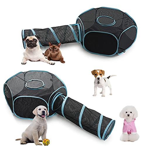 INTURN Cat Furniture Tent for Indoor and Outdoor Playpen Portable Cat Tunnels, Outdoor Kennel (Hexagon + Tunnel) - color: Hexagon + Tunnel