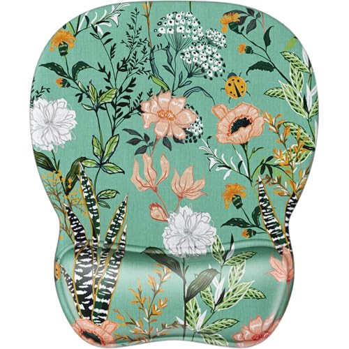 MROCO Ergonomic Mouse Pad Gel Wrist Rest, 9.4 x 8.1 in, Garden Whispers | Ergonomic Shape Design, Multiple Pattern Options, Gel Wrist Comfort, Smooth Lycra Surface, Non-Slip PU Base - color: Garden Whispers