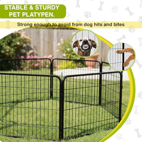 BestPet Dog Playpen 24 Inch 8 Panels Heavy Duty Metal Pet Exercise Pen Indoor Outdoor Without Door Fence Panels Anti-Skid Expandable Design - style: 8 panels-without door